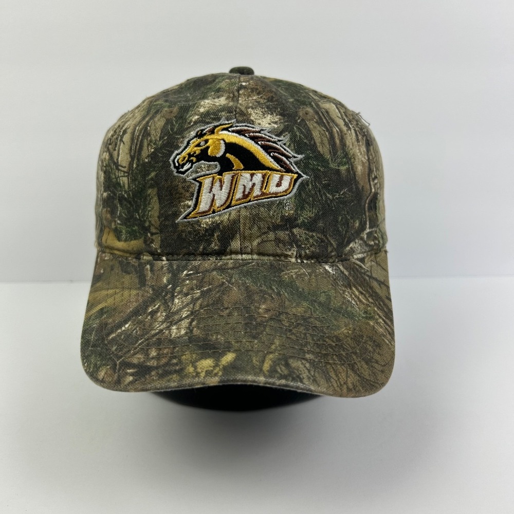 Vintage Camo Western Michigan University Hat Cap Strap Back Adjustable Brown WMU